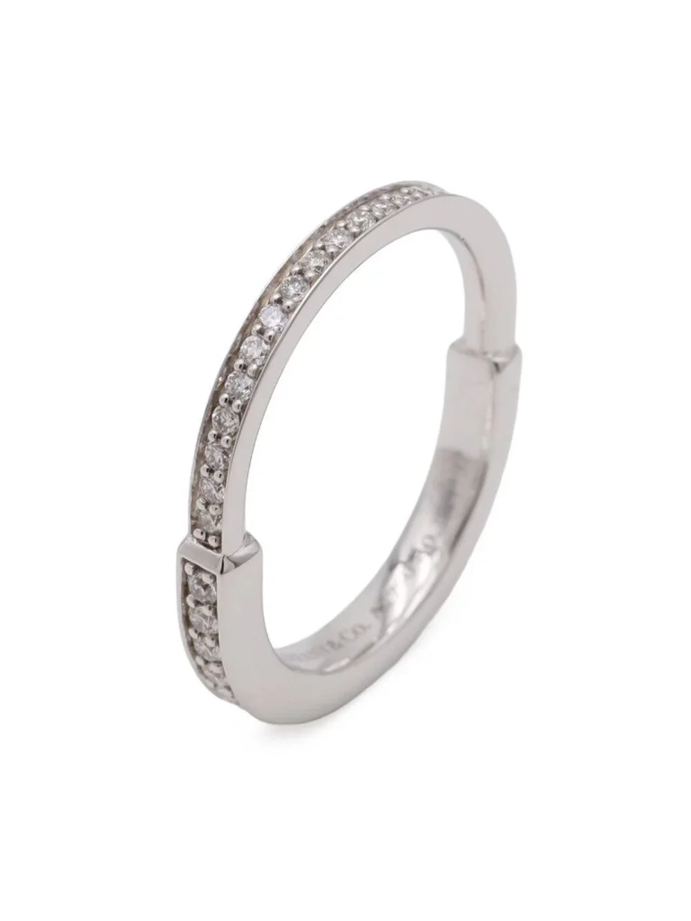 Tiffany & Co Lock Ring Full Pave Diamond 18k White Gold